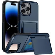 Detailed information about the product Card Holder Case for iPhone 15 with Heavy Duty Protective Dual Layer Shockproof Wallet Case,with Hidden Card Slot Color Navy Blue