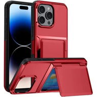 Detailed information about the product Card Holder Case for iPhone 15 with Heavy Duty Protective Dual Layer Shockproof Wallet Case,with Hidden Card Slot Color Red