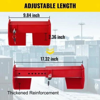 Cargo Container Lock 9.84'-17.32' Locking Distance Semi Truck Door Locks with 2 Keys Shipping Container Accessories Red Powder-Coated with Spring Lock