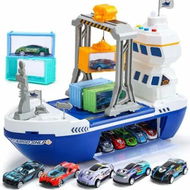 Detailed information about the product Cargo Ship Toy Gantry Crane Toy Boat and Crane Playset with Sounds Lights,Transport Containers Push and Go Vehicle Cars Kids Play Boats for Boys Girls