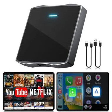 CarPlay Adapter, Support Netflix/YouTube/TF Card Plug and Play Dongle with Apple Car Play Adapter Android Auto