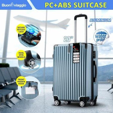 Carry On Luggage Traveler Bag Suitcase Hard Shell Case Carryon Travel Lightweight Rolling Checked With Wheels Lock Ice Blue 20 Inch