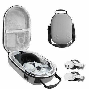 Carrying Case Compatible with Oculus Meta Quest 3/3S,VR Headset Elite Strap and Touch Controller Accessories Carry Case,Hard Shell Travel Storage Bag(Grey)