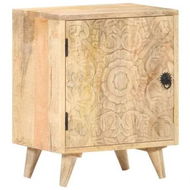 Detailed information about the product Carved Bedside Cabinet 40x30x50 cm Solid Mango Wood