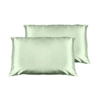 Detailed information about the product Casa Decor Luxury Satin Pillowcase Twin Pack Size With Gift Box Luxury - Sage Green