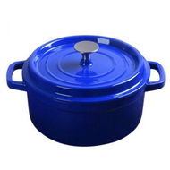 Detailed information about the product Cast Iron 24cm Enamel Porcelain Stewpot Casserole Stew Cooking Pot With Lid 3.6L Blue.