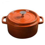 Detailed information about the product Cast Iron 24cm Enamel Porcelain Stewpot Casserole Stew Cooking Pot With Lid 3.6L Orange.
