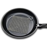 Detailed information about the product Cast Iron Cleaner XL 7x7 Inch Stainless Steel Chainmail Grit Scrubbing Easy Use