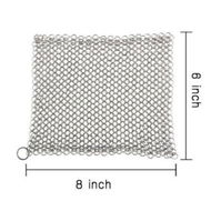 Detailed information about the product Cast Iron Cleaner XL 8x6 Inch Stainless Steel Chainmail Grit Scrubbing Easy Use