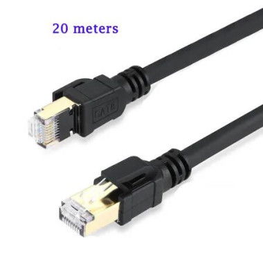Cat 8 Ethernet Cable, 20 Meters High Speed Heavy Duty 26AWG Cat8 LAN Network Cable 40Gbps, 2000Mhz with Gold Plated RJ45 Connector for Router Gaming Modem