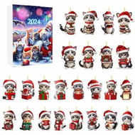 Detailed information about the product Cat Advent Calendars, Christmas Countdown Calendar with Cat Hanging Pendant Ornament, 24 Days 2D Acrylic Cute Kitten Christmas Tree Decoration