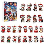 Detailed information about the product Cat Advent Calendars, Christmas Countdown Calendar with Cat Hanging Pendant Ornament, 24 Days 2D Acrylic Cute Kitten Christmas Tree Decoration