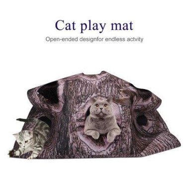 Cat Blanket BARK Texture Painting Tree Hallow Cat Bed Toy Mat 1mX1m