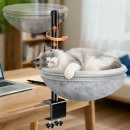Detailed information about the product Cat Desk Bed Hammock with 360 Degree Rotating Height Adjustable Removable Dual-Sided Breathable Kitten Bed,Cats Furniture Attachment for Indoor Desk