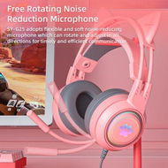 Detailed information about the product Cat Ear Headphones Gaming Headphones For PC Computer With Microphone Removable Cat Ear Wired USB Pink Headset For PS4/Xbox Color Pink.