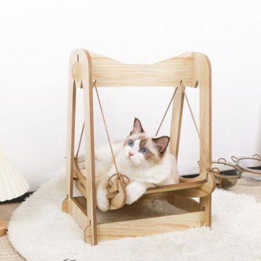 Cat Hammock Wooden Swing Sleeping Bed 39x29x49.5cm Wear-Resistant Cat Scratching Board Durable.