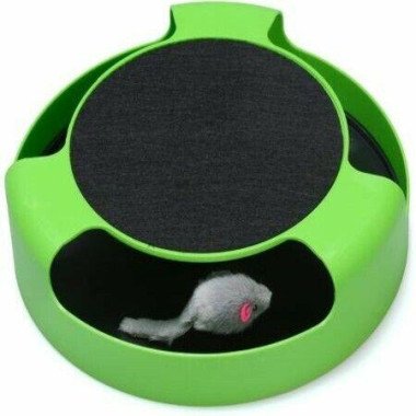 Cat Interactive Toys With A Running Mice And A Scratching PadCatch The MouseCat Scratcher Catnip ToyGreen
