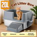 Cat Kitty Litter Box Stainless Steel Potty Pan Toilet Metal Tray High Sided Pet Furniture Semi Enclosed Feline Kitten Washroom Filter Pedal Ramp Scoop. Available at Crazy Sales for $79.96