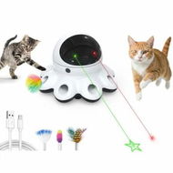 Detailed information about the product Cat Laser Toy 2-in-1 Interactive Automatic Motion Activated Moving 8 Holes Whack A Mole Feather USB Rechargeable Electronic Smart Sensor Kitten Toys,Black