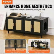 Detailed information about the product Cat Litter Box Enclosure Wooden Litter Box Furniture Hidden 2 Rooms Black