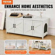 Detailed information about the product Cat Litter Box Enclosure Wooden Litter Box Furniture Hidden 2 Rooms White