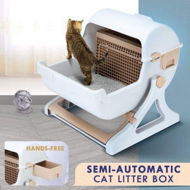 Detailed information about the product Cat Litter Box Large Hooded Tray Kitty Semi Automatic Toilet Pet Furniture Training
