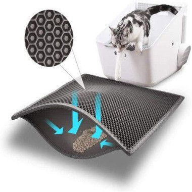 Cat Litter Mat Litter Trapper Size 24in X 15in Honeycomb Double-Layer Design Waterproof Urine Proof Material 2-Layer Sifting