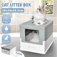 Detailed information about the product Cat Litter Tray Box Kitty Enclosed Large Pet Toilet Top Entry Furniture Foldable Removable Covered Hooded Plastic Grey