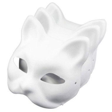 Cat Mask White Paper Blank Hand-Painted Face Mask (Pack Of 3)