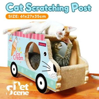 Cat Scratching Post Toy Bed Scratcher Corrugated Cardboard Pet Furniture Couch Sofa Lounge Pad Indoor Kitten Nest Play House Kitty Cave Box Car Shape