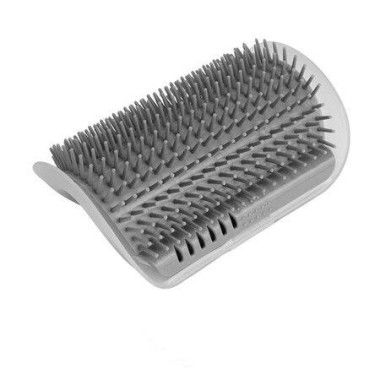 Cat Self-groomer With Soft Catnip Cats Wall Corner Massage Scrubs Face With A Tickle Comb (Gray).