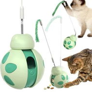 Detailed information about the product Cat Toys, Tumbler Rolling Cat Treat Dispenser with Teaser Wand, Cats Chase Toys for Nxiety Boredom Relie, Green