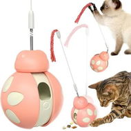 Detailed information about the product Cat Toys, Tumbler Rolling Cat Treat Dispenser with Teaser Wand, Cats Chase Toys for Nxiety Boredom Relie, Pink