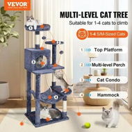 Detailed information about the product Cat Tree 143 cm Cat Tower with Cat Condo Sisal Scratching Post Dark Grey