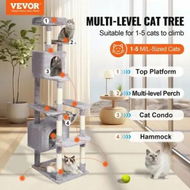 Detailed information about the product Cat Tree 183 cm Cat Tower with 2 Cat Condos Scratching Post Light Grey