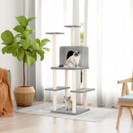 Detailed information about the product Cat Tree with Sisal Scratching Posts Light Grey 144.5 cm