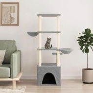 Detailed information about the product Cat Tree with Sisal Scratching Posts Light Grey 147 cm