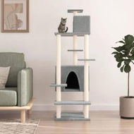 Detailed information about the product Cat Tree with Sisal Scratching Posts Light Grey 154 cm