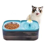 Detailed information about the product Cat Water Fountain and Food Bowl, 3L Pet Water Dispenser with Smart Pump, Automatic Flower Fountain and Stainless Steel Bowl (Blue)