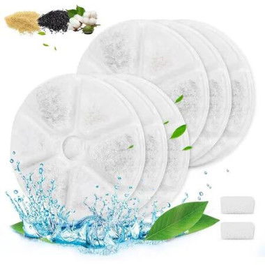 Cat Water Fountain Filters 6 Pieces Triple Filtration System Replacement Filter Fit for 84oz/2.5L Cat Pet Fountain