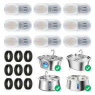 Detailed information about the product Cat Water Fountain Filters,9 Pack Replacement Filters And Pre-Filter Sponges for Stainless Steel Pet Fountain with Water Level Window