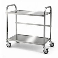 Detailed information about the product Cefito 2-Tier Stainless Steel Kitchen Trolley with Wheels 84x56x98cm