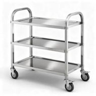 Detailed information about the product Cefito 3-Tier Stainless Steel Kitchen Trolley with Wheels 89X50X83cm