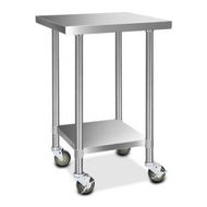 Detailed information about the product Cefito 430 Stainless Steel Kitchen Benches Work Bench Food Prep Table With Wheels 610MM X 610MM