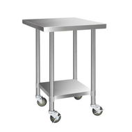 Detailed information about the product Cefito 762 X 762mm Commercial Stainless Steel Kitchen Bench With 4pcs Castor Wheels