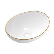 Detailed information about the product Cefito Bathroom Basin Ceramic Vanity Sink Hand Wash Bowl Gold Line 41x34cm