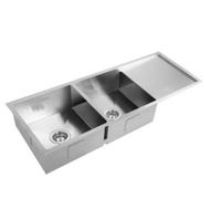 Detailed information about the product Cefito Kitchen Sink 111X45CM Stainless Steel Basin Double Bowl Silver