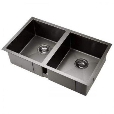 Cefito Kitchen Sink 77X45CM Stainless Steel Basin Double Bowl Black