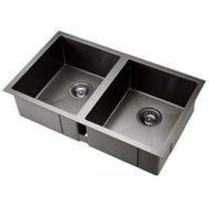 Detailed information about the product Cefito Kitchen Sink 77X45CM Stainless Steel Basin Double Bowl Black