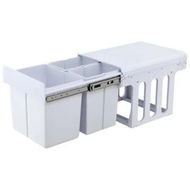 Detailed information about the product Cefito Pull Out Bin Kitchen Triple Slide Garbage Rubbish Bins Basket White 31L